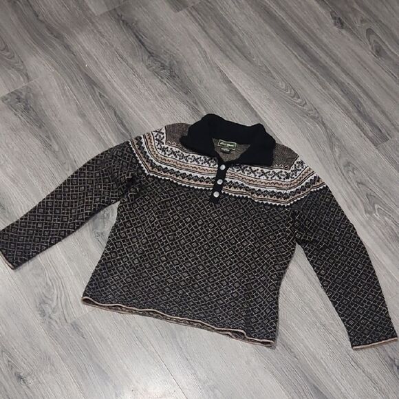Eddie Bauer Sweaters - Eddie Bauer Pambswool 1/4 Button Fair Isle Sweater